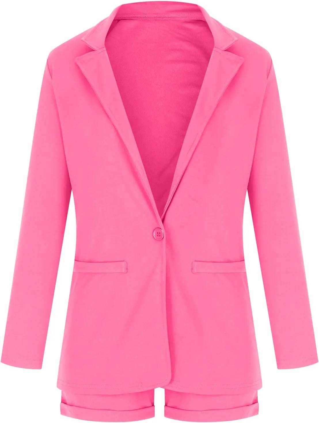 2 Piece Outfits for Women Dressy Long Sleeve Blazer High Waist Shorts Suits Set Business Casual Office Work Outfit