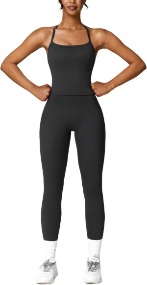 ABOCIW Workout Sets for Women 2 Piece Padded Sports Bra Tank Top High Waist Leggings Sets Gym Yoga Work Out Clothes