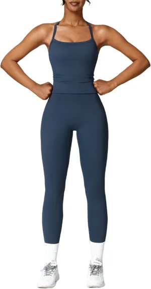 ABOCIW Workout Sets for Women 2 Piece Padded Sports Bra Tank Top High Waist Leggings Sets Gym Yoga Work Out Clothes