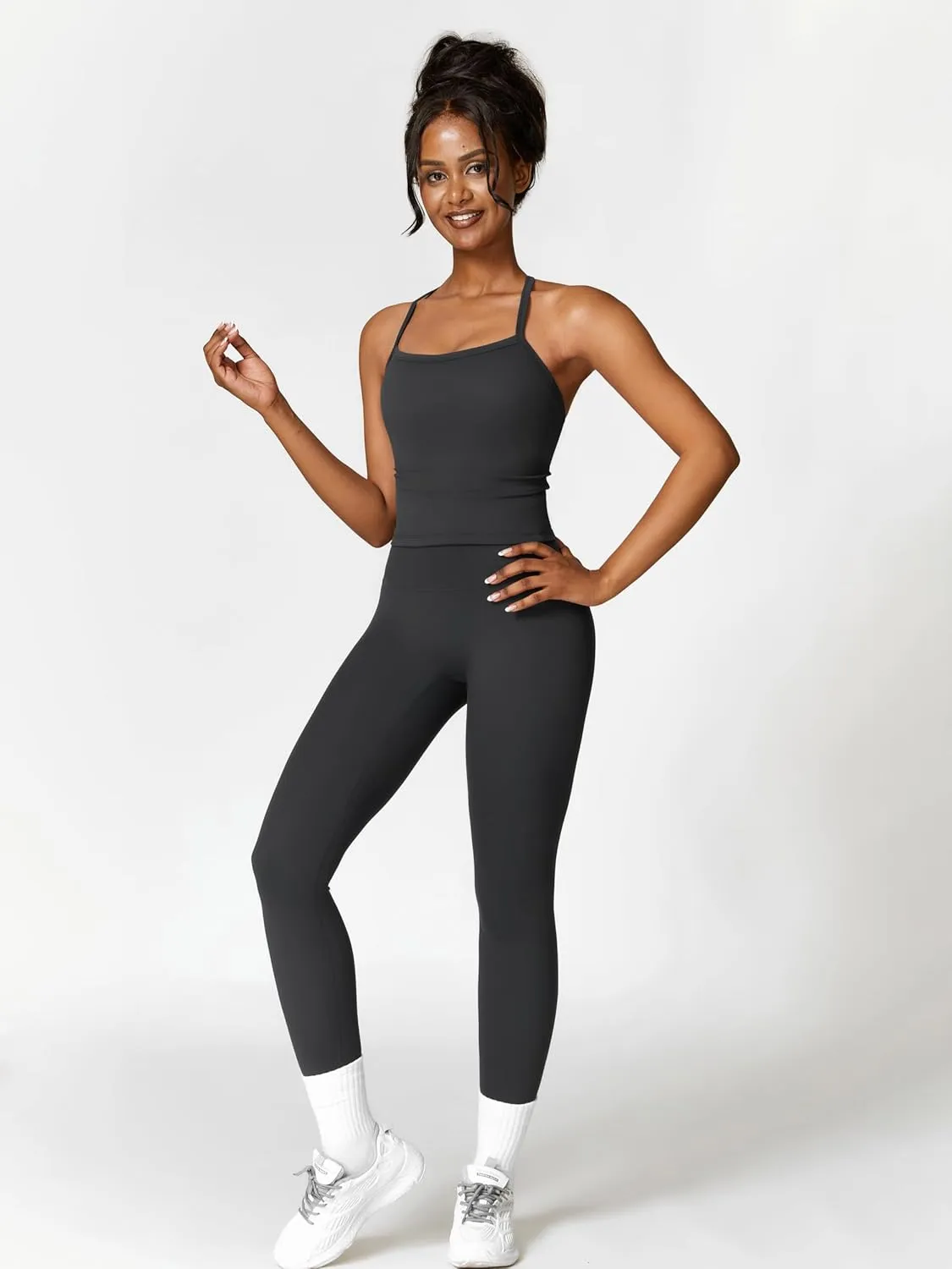 ABOCIW Workout Sets for Women 2 Piece Padded Sports Bra Tank Top High Waist Leggings Sets Gym Yoga Work Out Clothes
