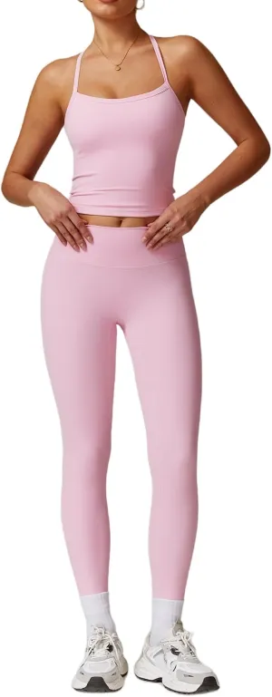 ABOCIW Workout Sets for Women 2 Piece Padded Sports Bra Tank Top High Waist Leggings Sets Gym Yoga Work Out Clothes