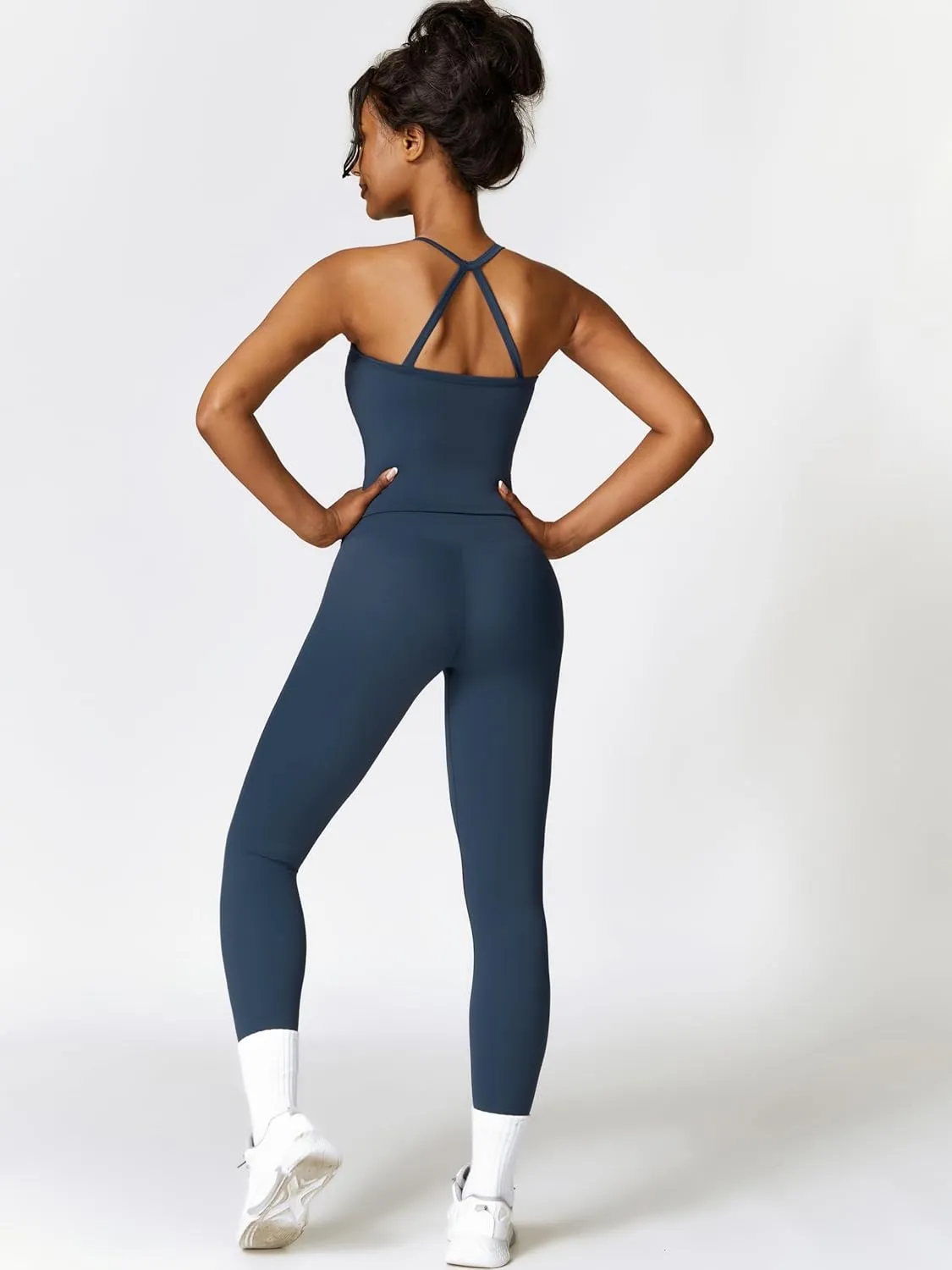 ABOCIW Workout Sets for Women 2 Piece Padded Sports Bra Tank Top High Waist Leggings Sets Gym Yoga Work Out Clothes