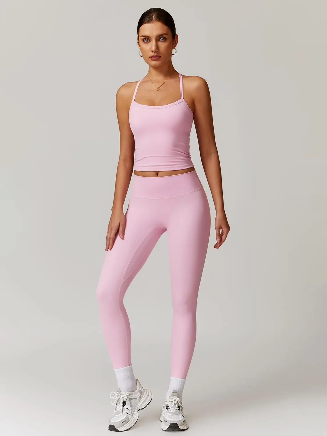 ABOCIW Workout Sets for Women 2 Piece Padded Sports Bra Tank Top High Waist Leggings Sets Gym Yoga Work Out Clothes
