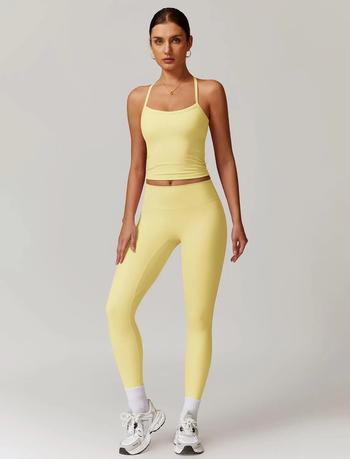 ABOCIW Workout Sets for Women 2 Piece Padded Sports Bra Tank Top High Waist Leggings Sets Gym Yoga Work Out Clothes