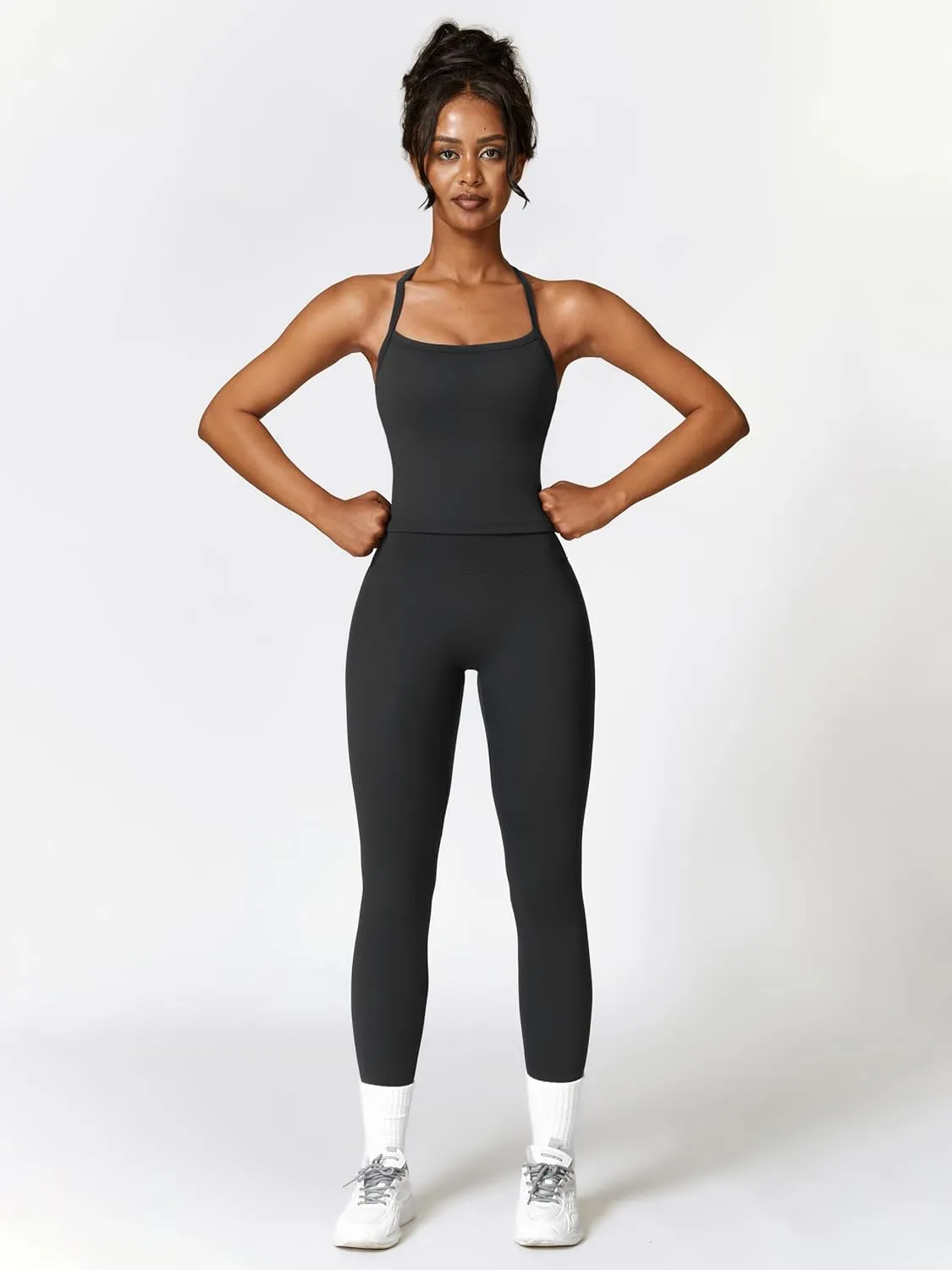 ABOCIW Workout Sets for Women 2 Piece Padded Sports Bra Tank Top High Waist Leggings Sets Gym Yoga Work Out Clothes