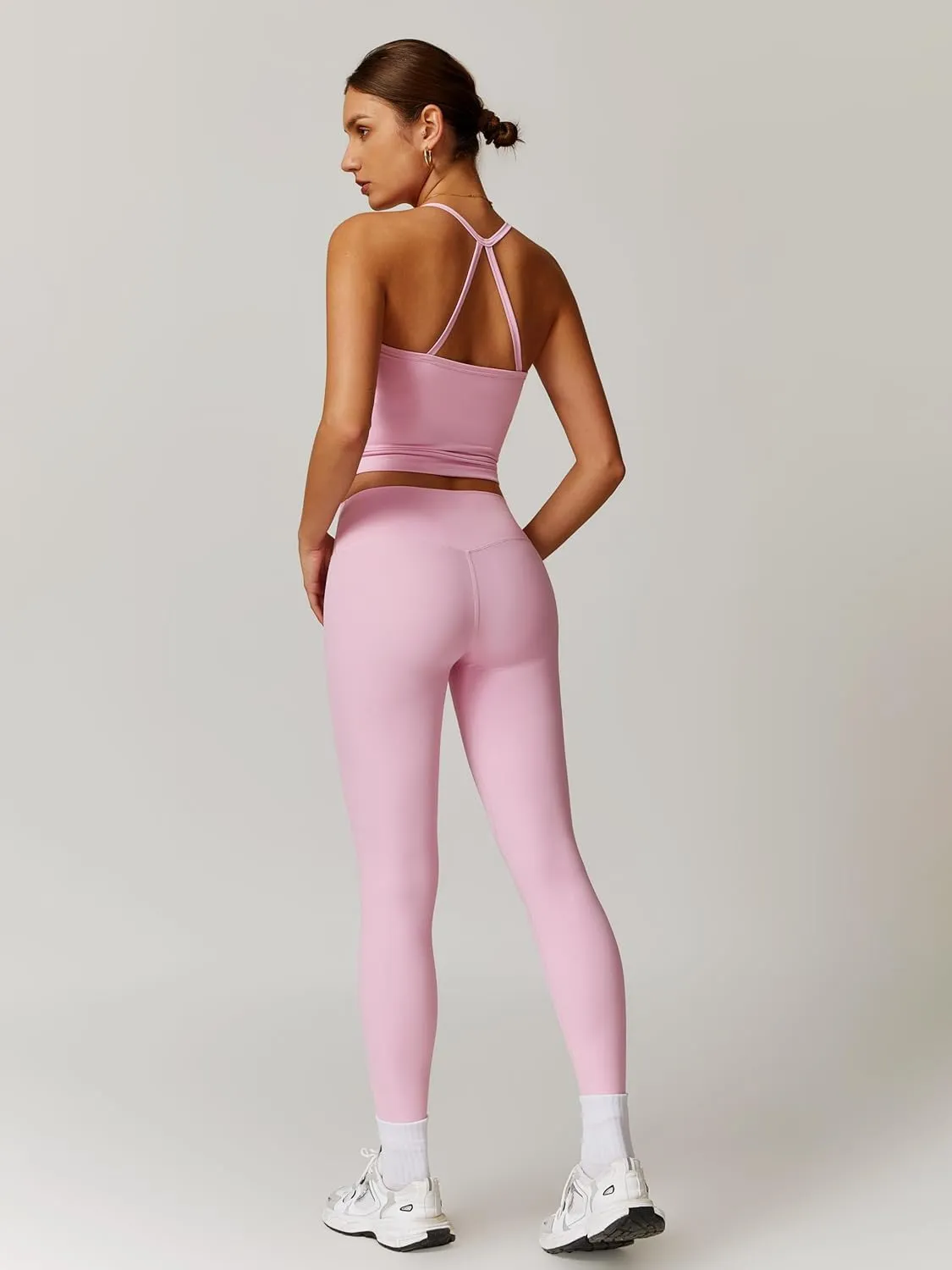 ABOCIW Workout Sets for Women 2 Piece Padded Sports Bra Tank Top High Waist Leggings Sets Gym Yoga Work Out Clothes
