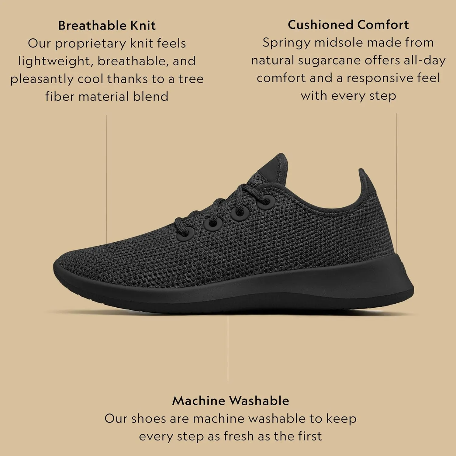 Allbirds Womens Tree Runners Everyday Sneakers, Machine Washable Shoe Made with Natural Materials