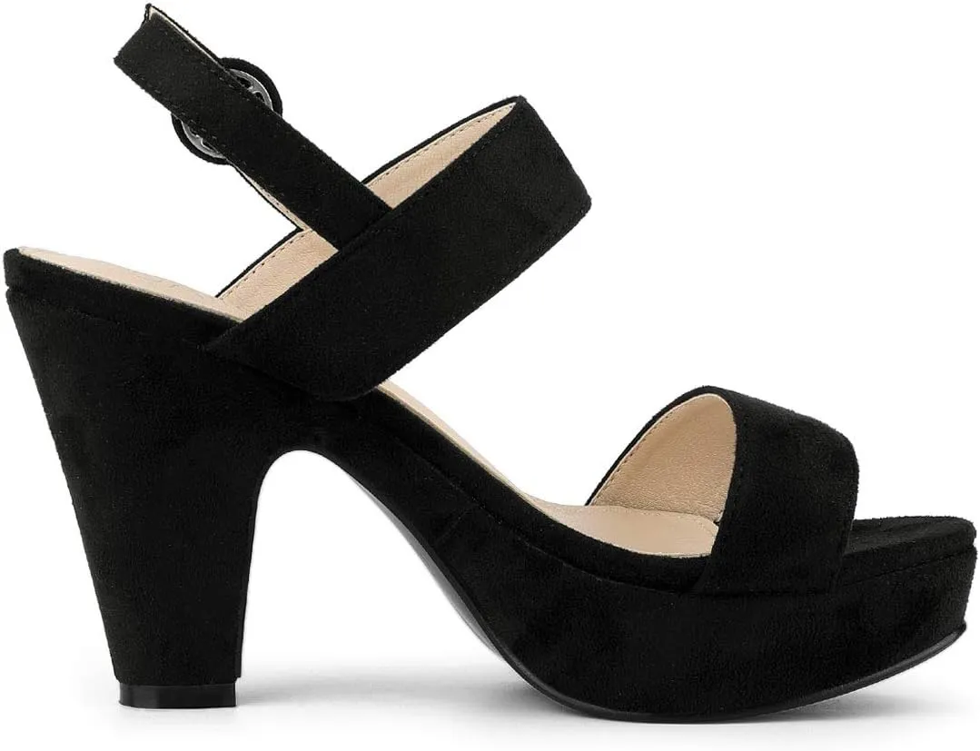 Allegra K Women's Slingback Platform Heels Chunky High Heel Sandals