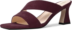 AMBELIGHT Womens Suede Slip On Square Toe Dress Solid Outdoor Kitten Mid Heel Sandals 2.5 Inch