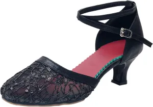 AMDBEL Heel Sandals for Women Black,Latin Dance Shoes for Women 2 Inch Heel, Women's Amore Fashion Stilettos Open Toe Pump Heel Sandals Practice Dance Shoes