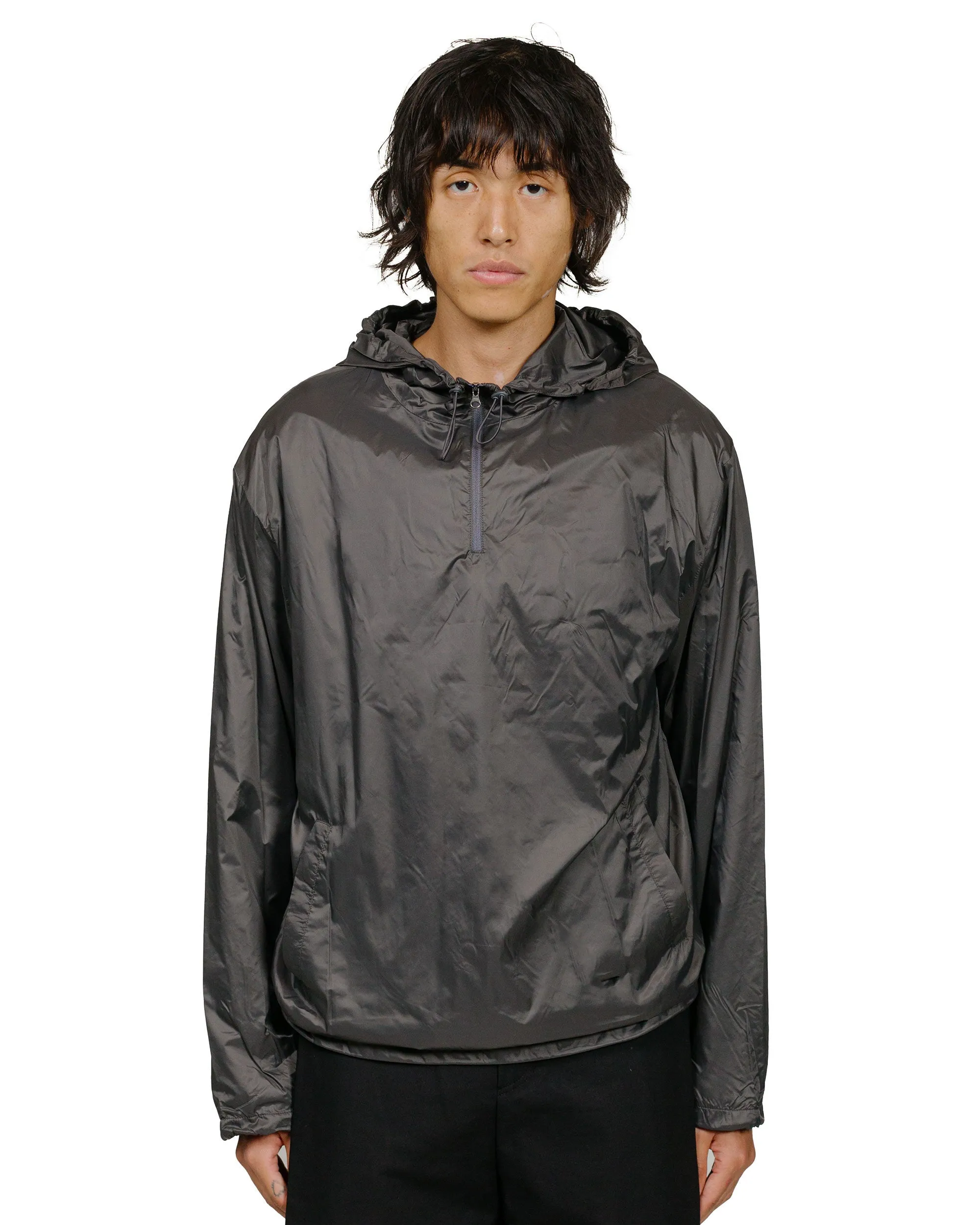 Amomento Glossy Nylon Half Zip-Up Jumper Charcoal