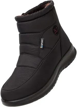 Ankle Boots for Women Low Heel Non Slip Casual Shoes Leather Side Zipper Mid Calf Hiking Boots Women Waterproof