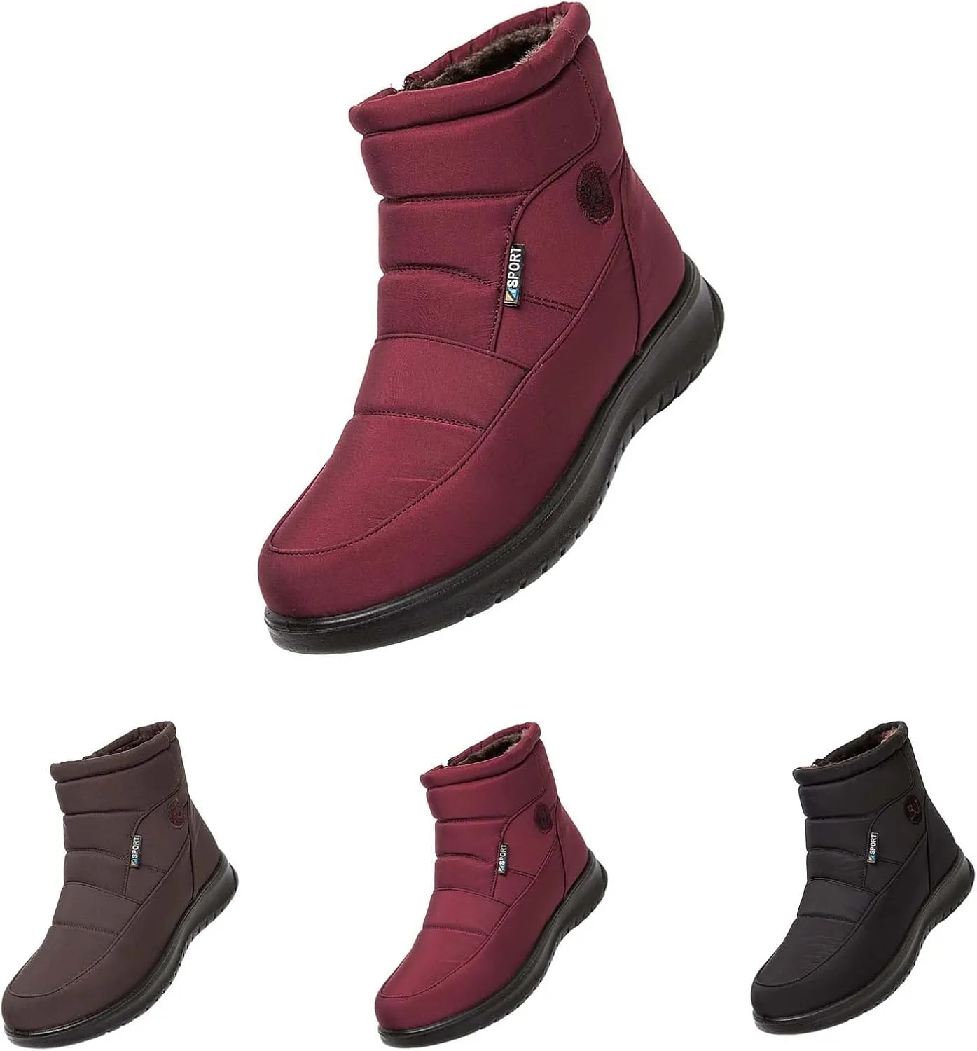 Ankle Boots for Women Low Heel Non Slip Casual Shoes Leather Side Zipper Mid Calf Hiking Boots Women Waterproof