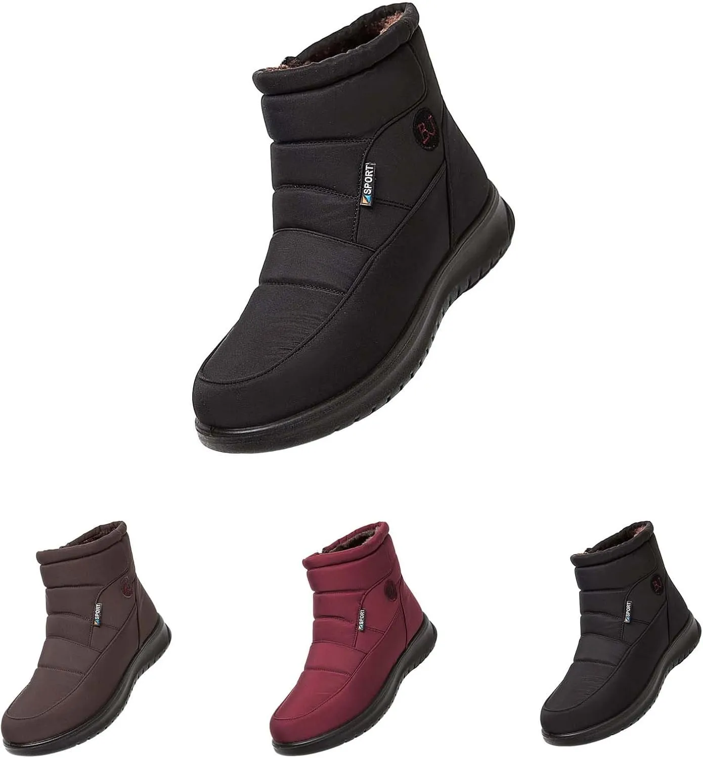 Ankle Boots for Women Low Heel Non Slip Casual Shoes Leather Side Zipper Mid Calf Hiking Boots Women Waterproof