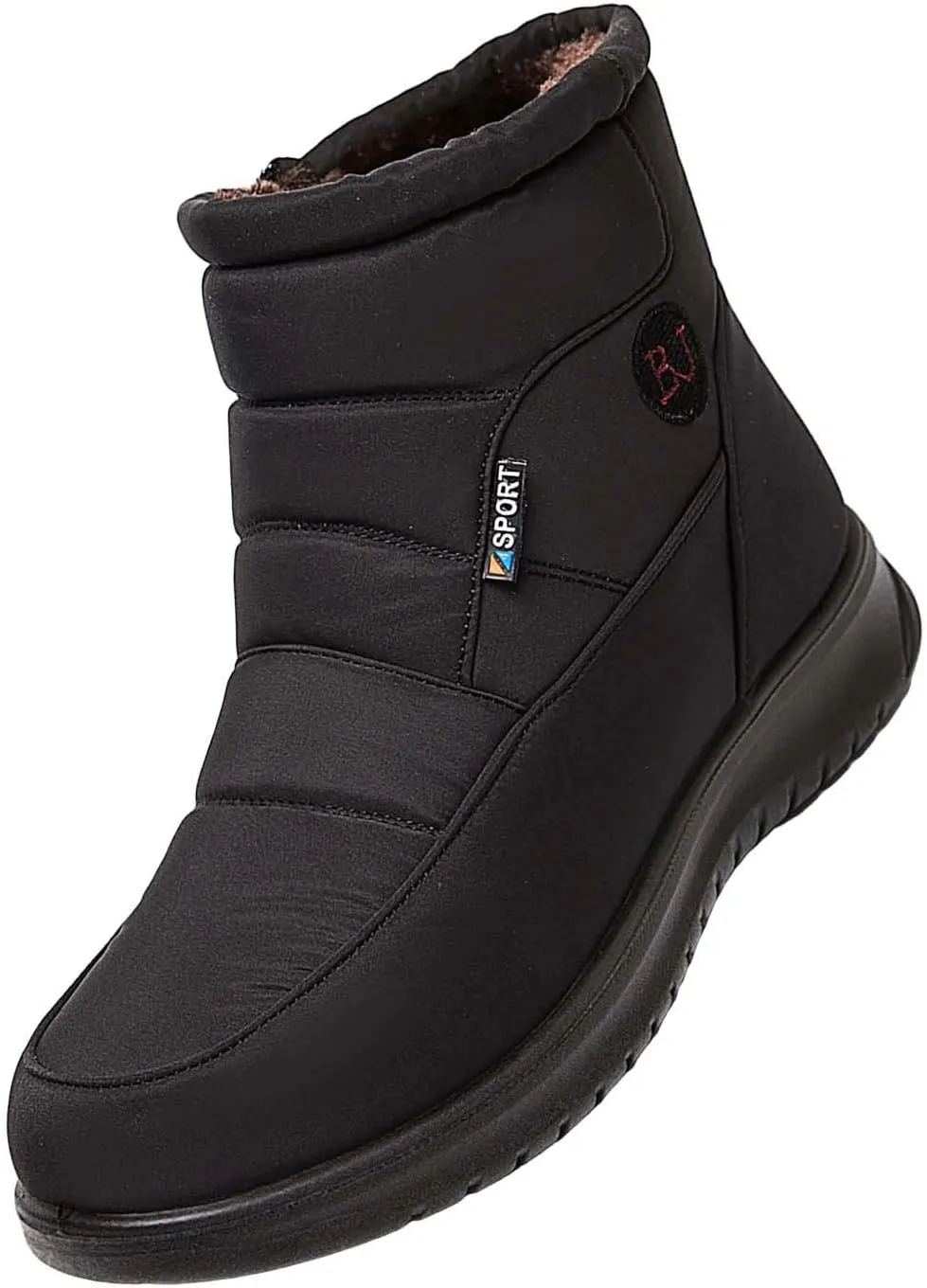 Ankle Boots for Women Low Heel Non Slip Casual Shoes Leather Side Zipper Mid Calf Hiking Boots Women Waterproof