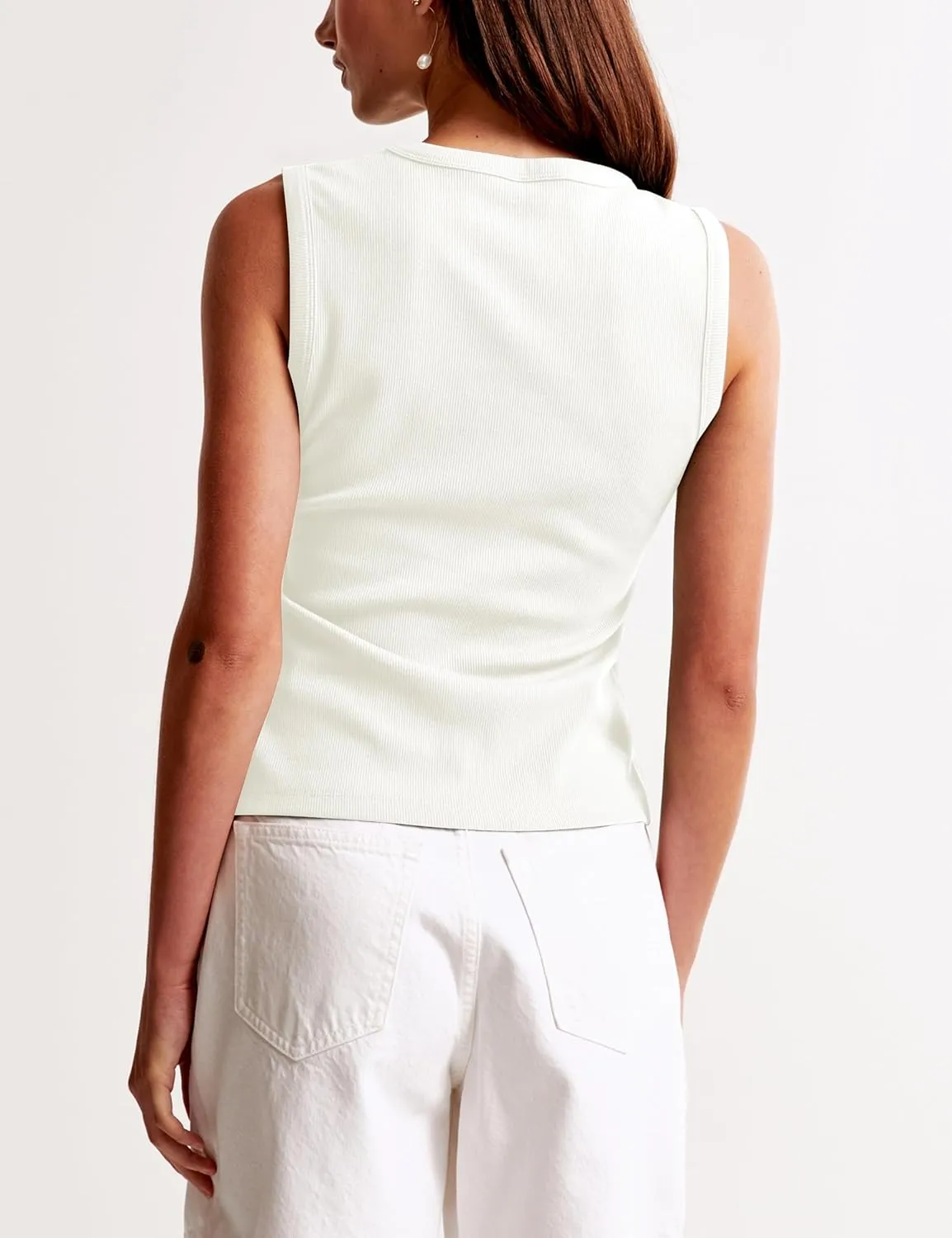 BAIGRAM Women Button Down Fitted Ribbed Tank Tops Cute Summer Sleeveless Vest Tops Going Out Y2K Trendy