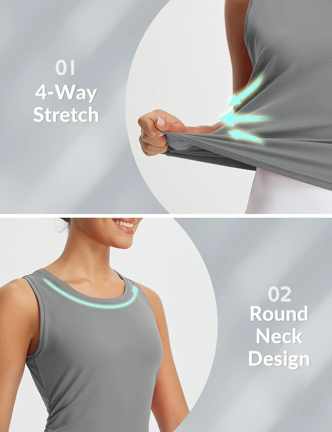 baleaf Women's Workout Tank Tops Sleeveless Athletic Gym Shirts Fitted Crop Tops Yoga Tennis Running