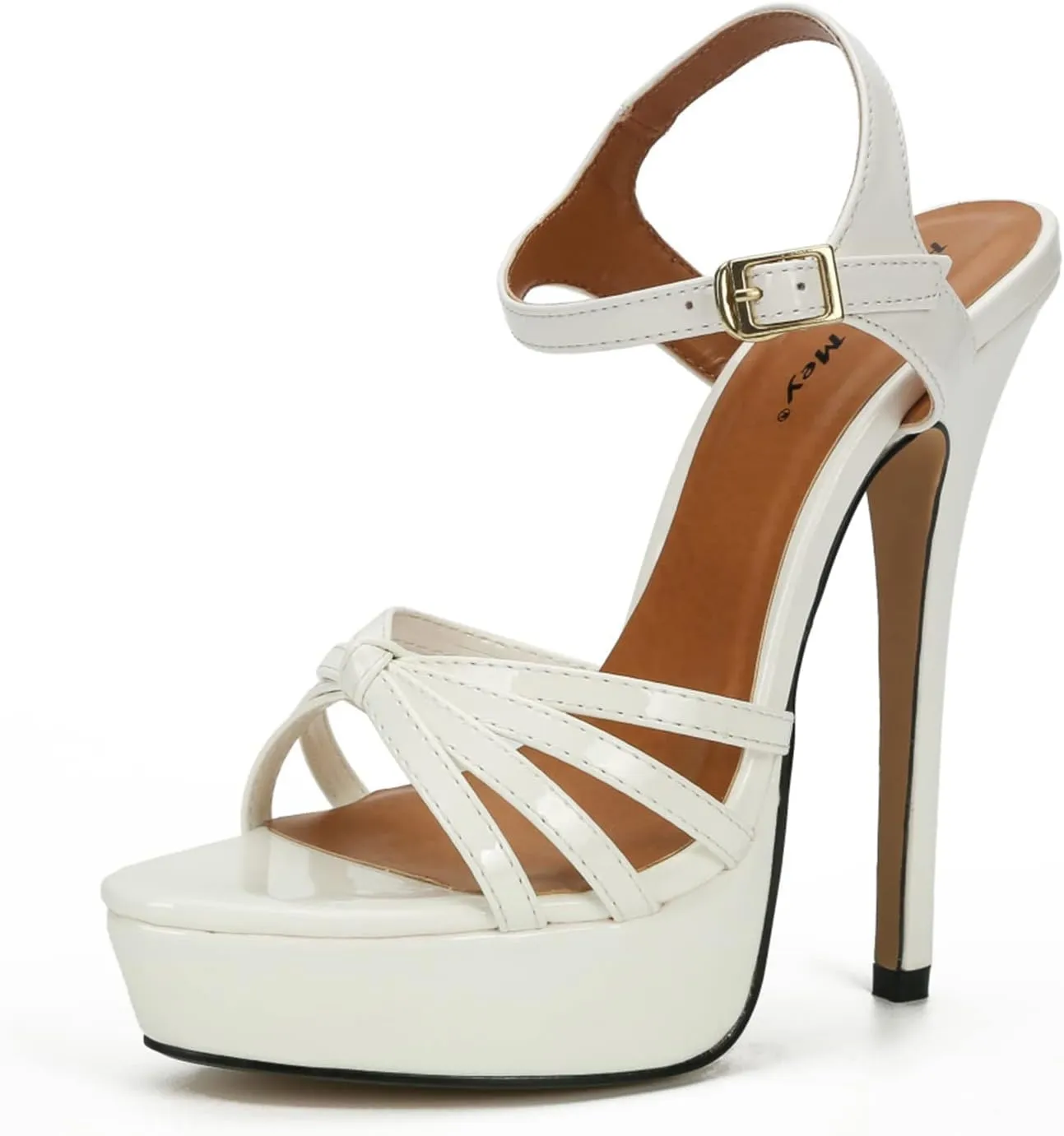 bbruriy Women's Platform Stiletto High Heels Dress Sandals Open Toe Ankle Strap Strappy Wedding Bridal Party Dance Shoes for Women Bride 6.3Inch/16Cm
