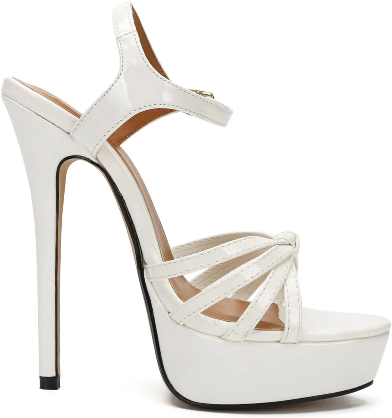 bbruriy Women's Platform Stiletto High Heels Dress Sandals Open Toe Ankle Strap Strappy Wedding Bridal Party Dance Shoes for Women Bride 6.3Inch/16Cm