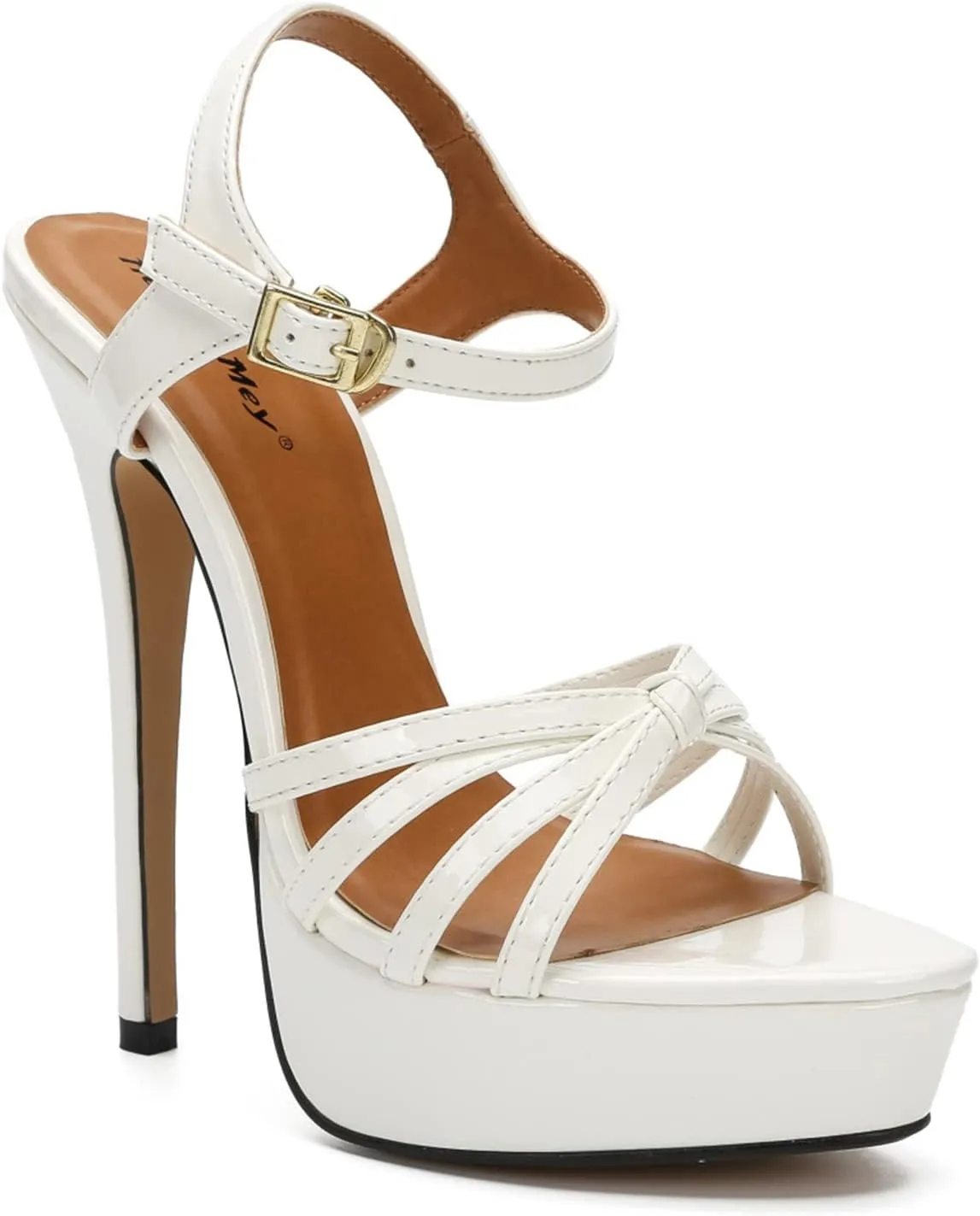 bbruriy Women's Platform Stiletto High Heels Dress Sandals Open Toe Ankle Strap Strappy Wedding Bridal Party Dance Shoes for Women Bride 6.3Inch/16Cm