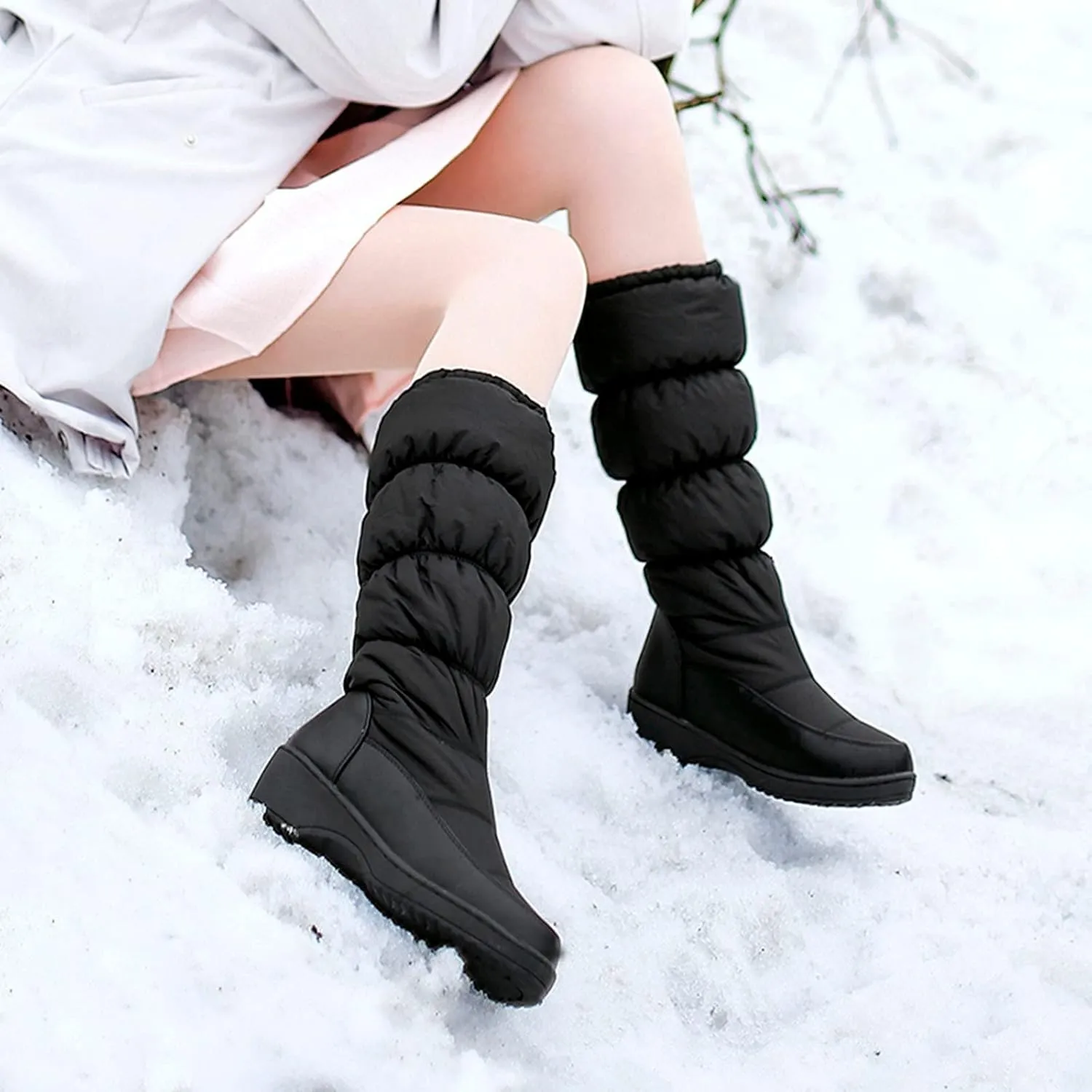 Bcshiye Womens Warm Boots Winter Anti-skid Ankle Snow Boots Thickening Waterproof Fur Booties Outdoor Shoes for Women