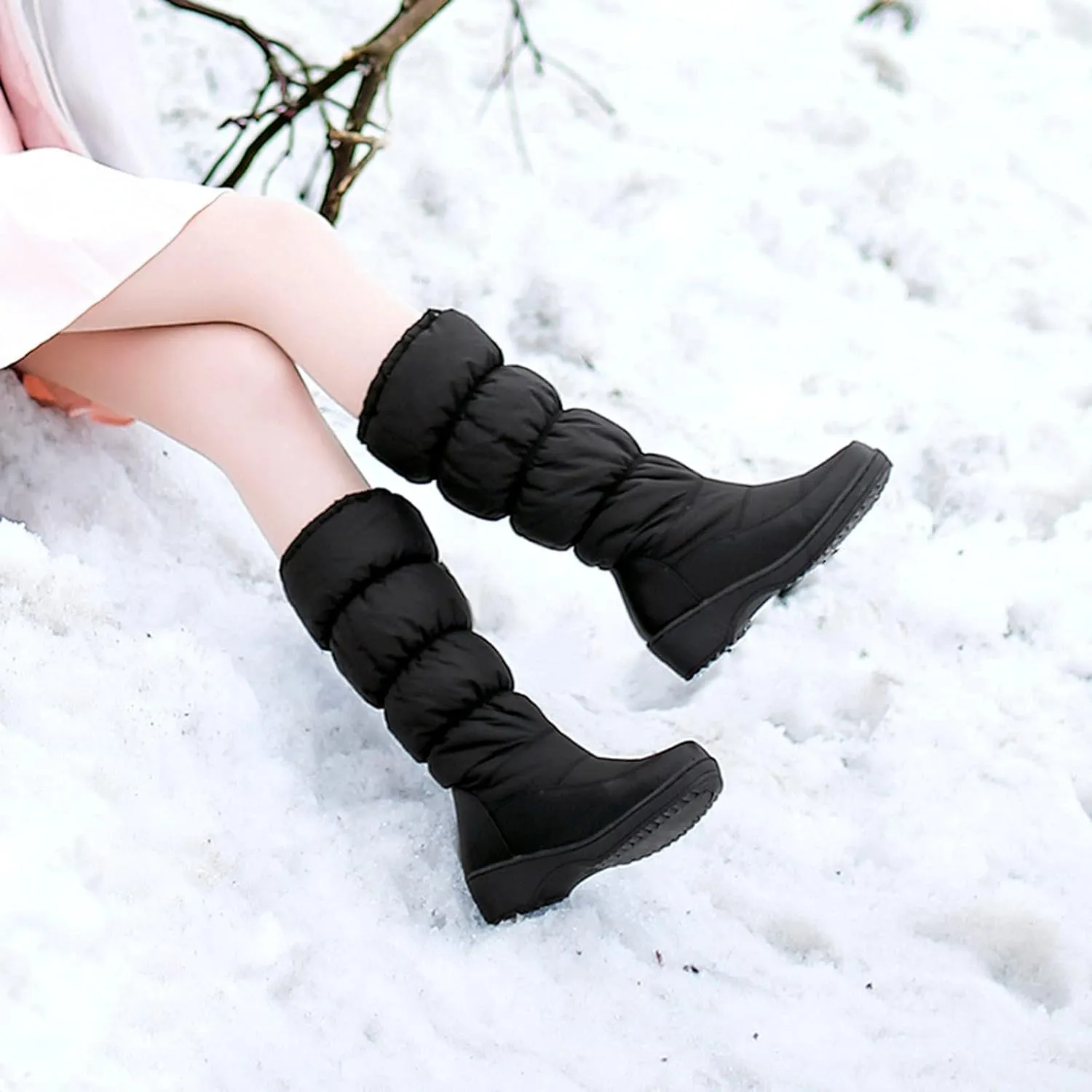Bcshiye Womens Warm Boots Winter Anti-skid Ankle Snow Boots Thickening Waterproof Fur Booties Outdoor Shoes for Women