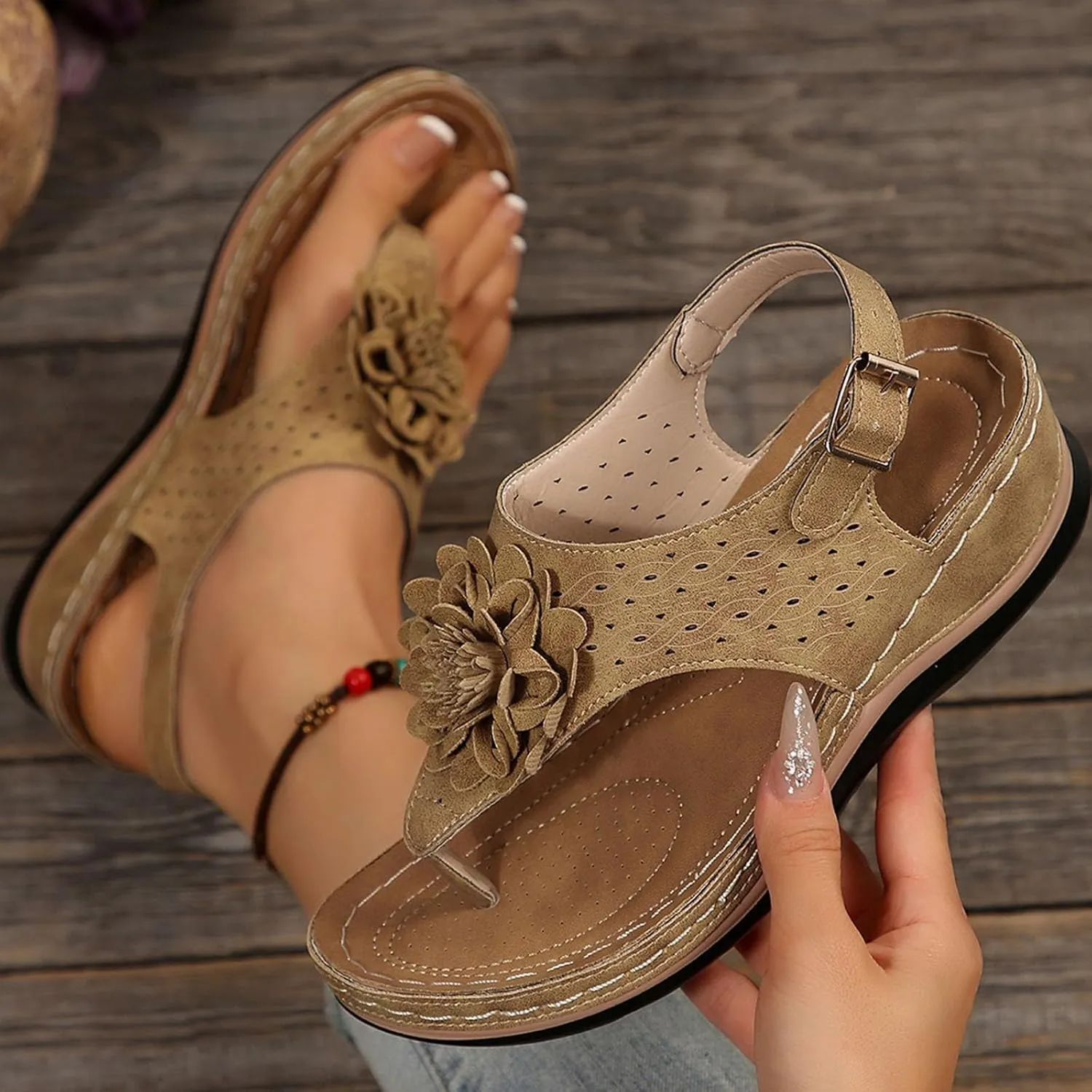 Black Sandals Women Flat Arch Support Womens Platform Wedge Sandals Casual Open Toe Comfortable Walking Beach Shoes