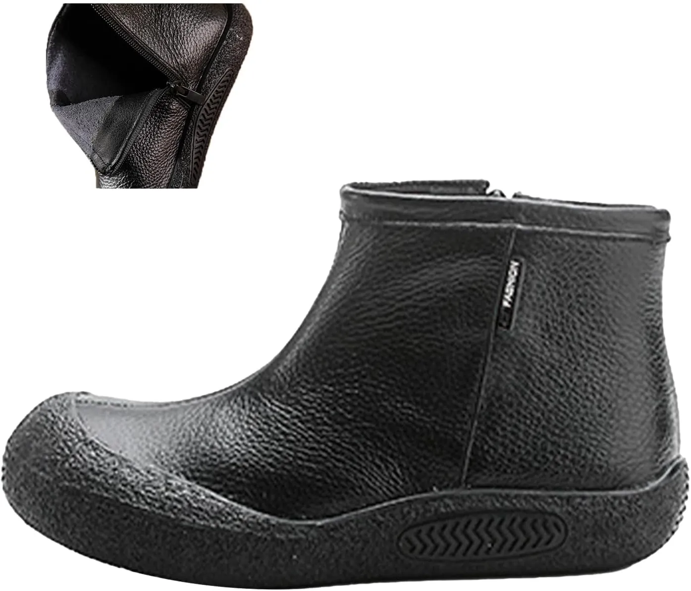 BlackeEight Women's Winter Leather Zipper Ankle-Support Boots,Comfy Warm Waterproof Non-slip Outdoor Barefoot Shoes Short Booties