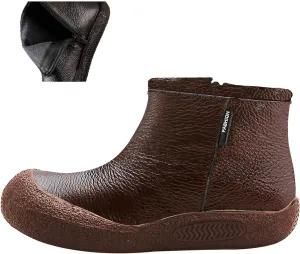 BlackeEight Women's Winter Leather Zipper Ankle-Support Boots,Comfy Warm Waterproof Non-slip Outdoor Barefoot Shoes Short Booties