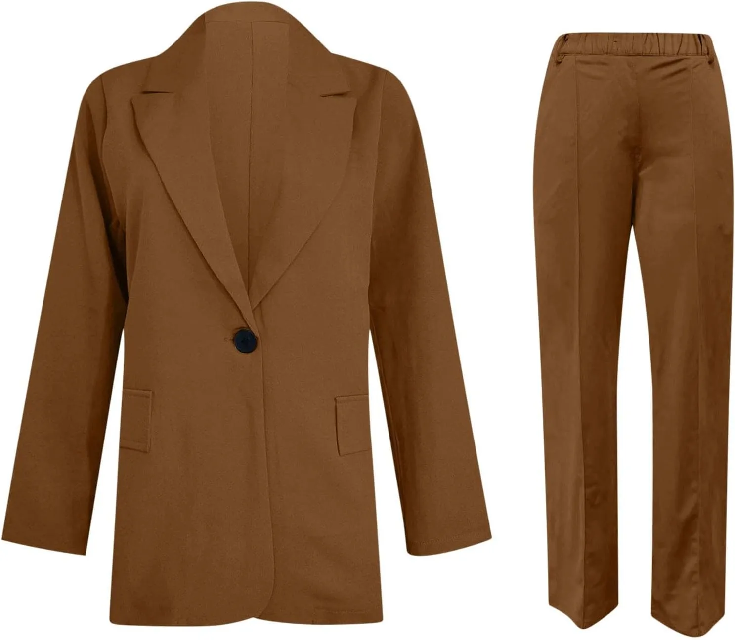 Blazer Sets Women 2 Piece Outfits Open Front Business Casual Jackets Elastic Waist Dress Pants Fashion Suit Sets