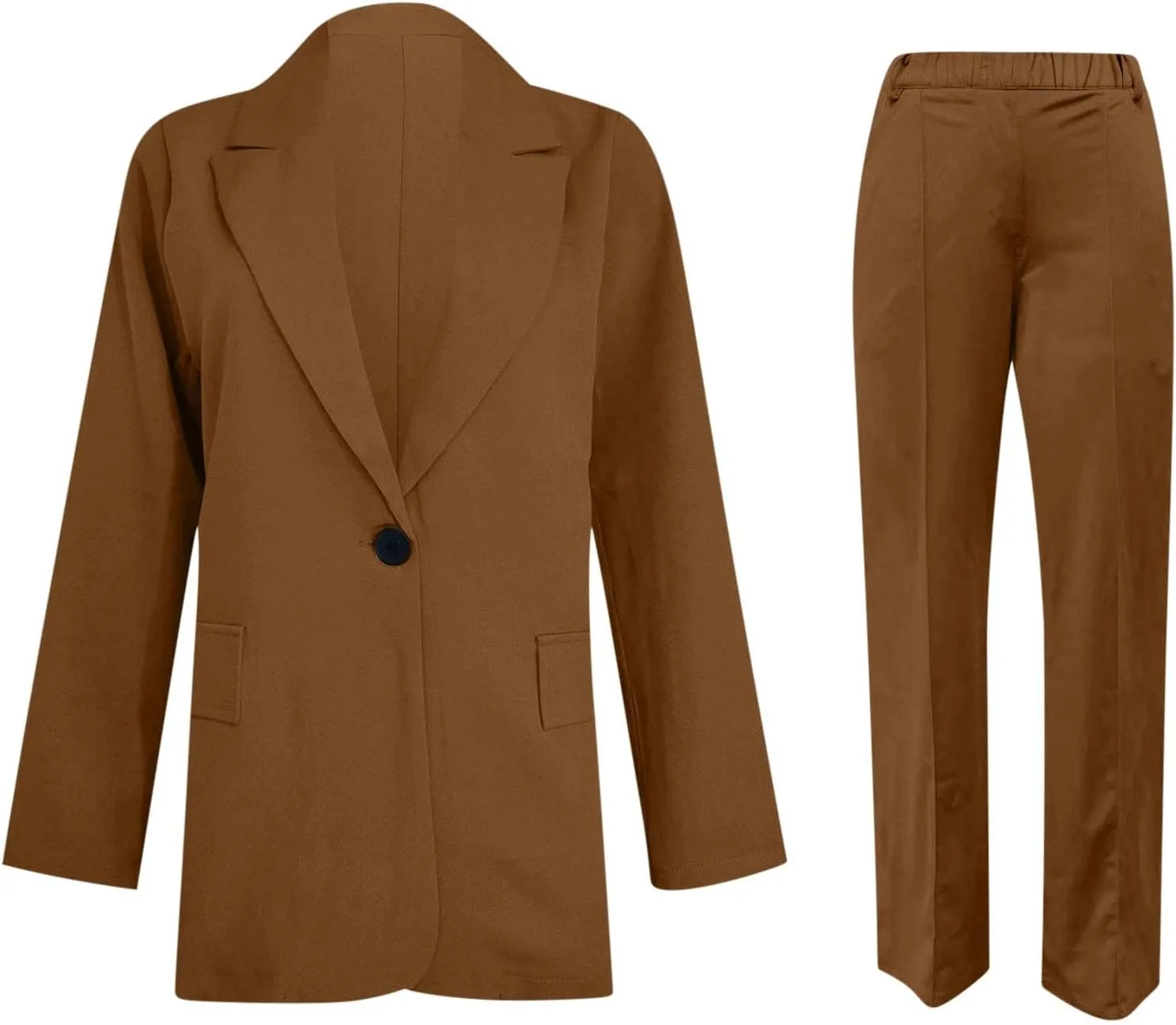 Blazer Sets Women 2 Piece Outfits Open Front Business Casual Jackets Elastic Waist Dress Pants Fashion Suit Sets