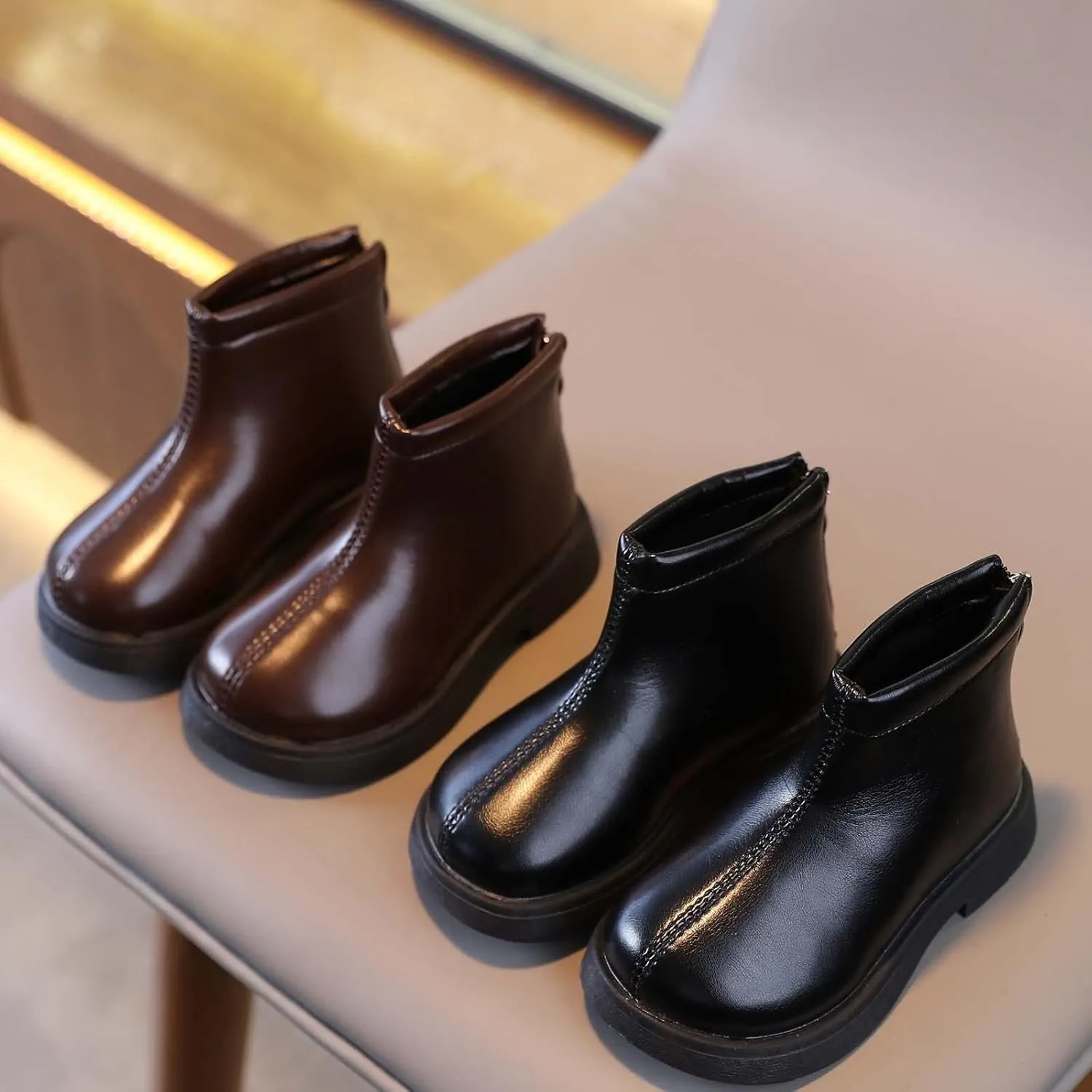 Boots for Girls Kids Baby Princess Shoes Fashion Bowkont Waterproof Zipper Knee Boots Lined Tall Winter Boots (Brown #3, 3.5-4 Years)
