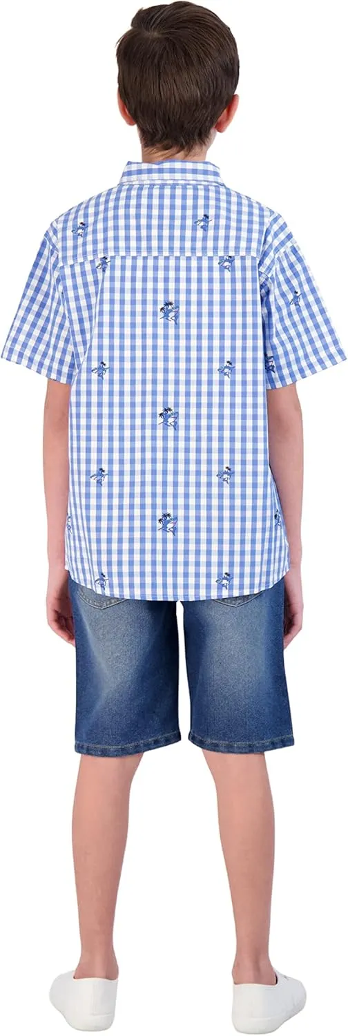 Boys Short Set for Kids | 2 Piece Short Sleeve Button Front Shirt and Woven Short for Boys