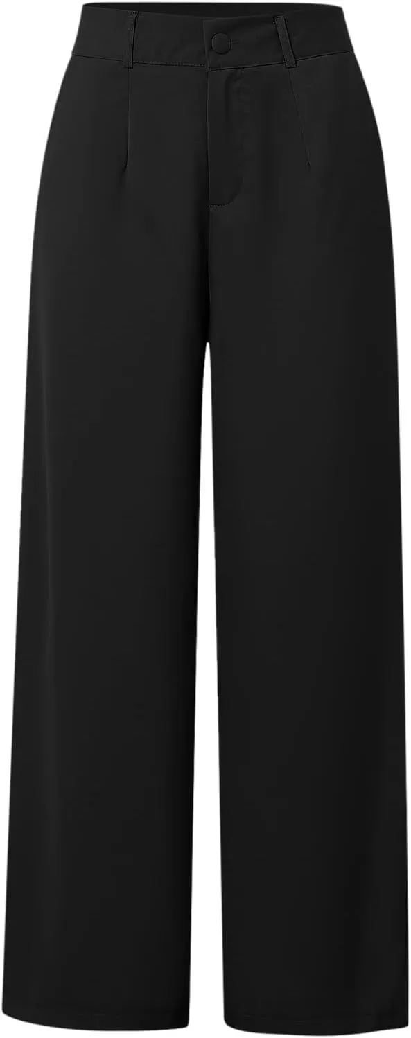 Business Casual Outfits for Women 2 Piece Button Down Off Shoulder Tops Wide Leg Dress Pants Solid Color Office Blazer Suit