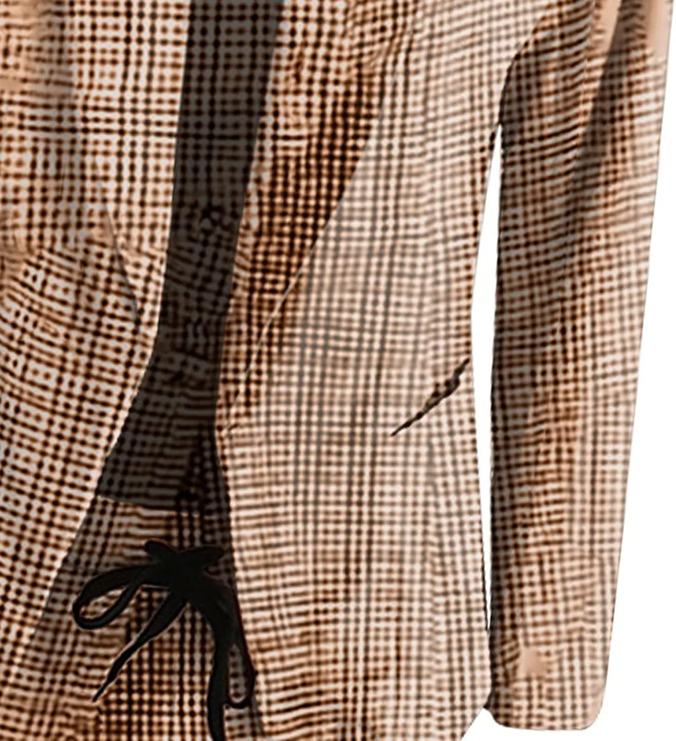 Business Outfits for Women Trendy Two Piece Suit Sets Plaid Open Front Long Sleeve Blazer Drawstring Office Pants