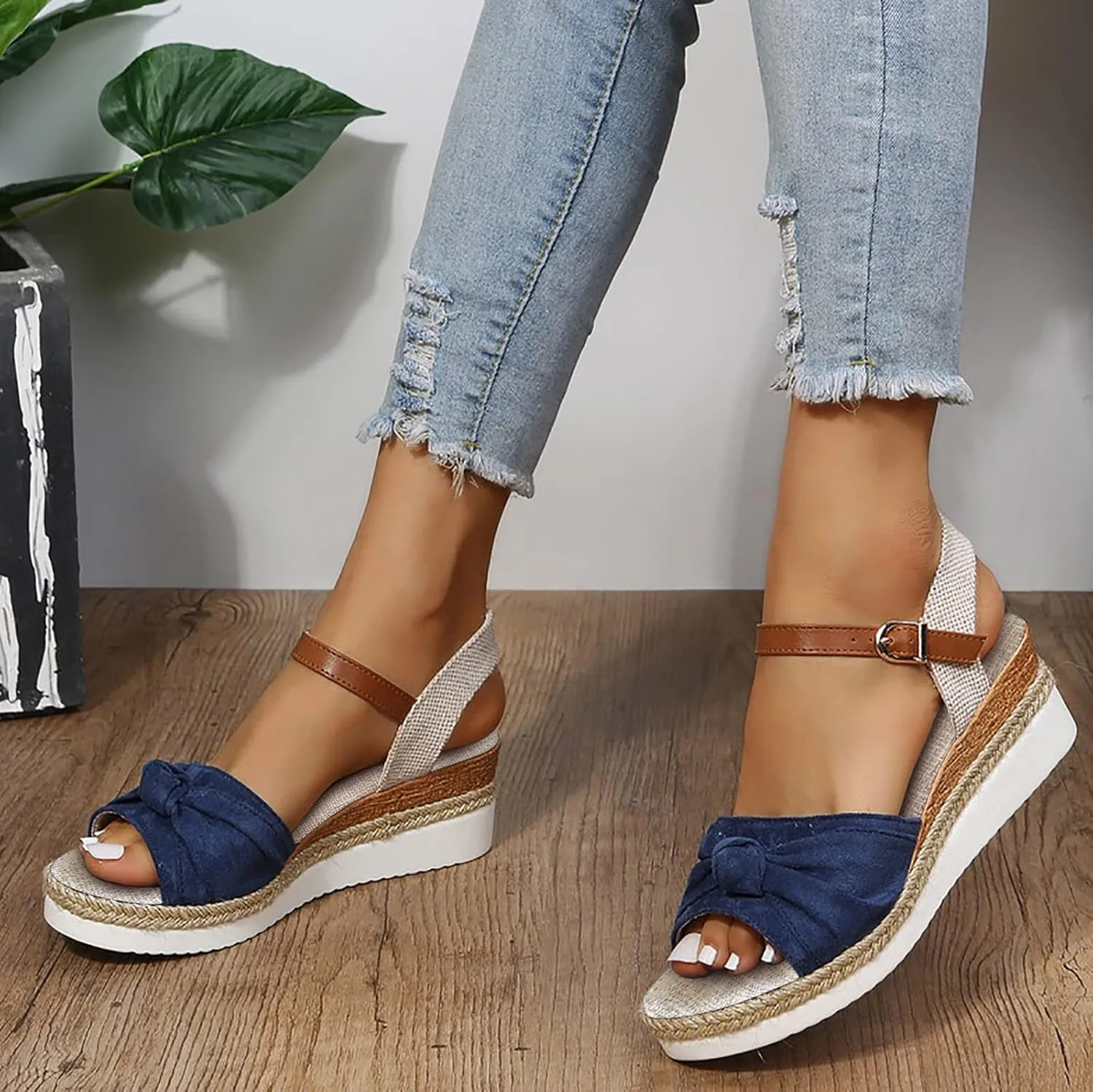 Cathalem Summer Sandals for Women 2024 Platform Open Toe Ankle Strap Sandals Zipper Beach Sandals Dress Shoes