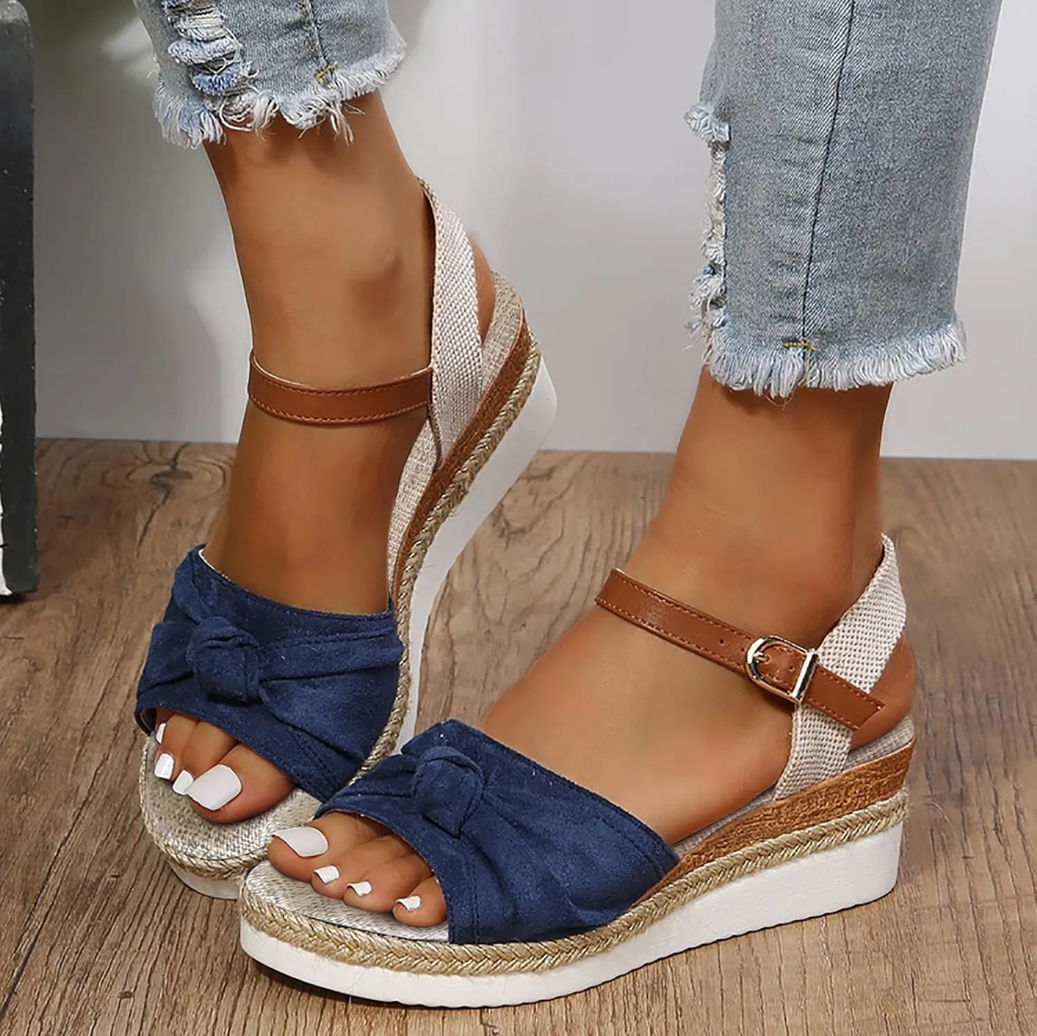 Cathalem Summer Sandals for Women 2024 Platform Open Toe Ankle Strap Sandals Zipper Beach Sandals Dress Shoes
