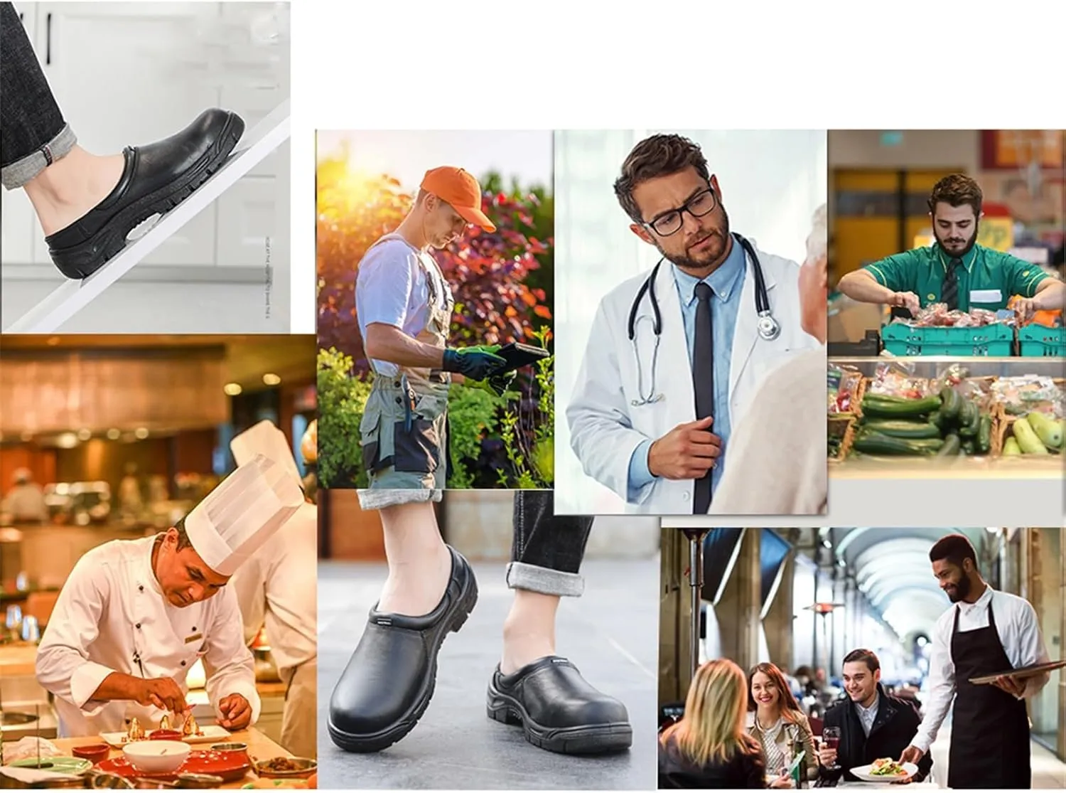 Chef Safety Shoes, Anti-Smash Anti-Puncture Oil Resistant Waterproof Kitchen Work Shoes for Men, Anti Kick and Anti-Collision Non Slip Walking Sneakers, for Chef Professional Safety