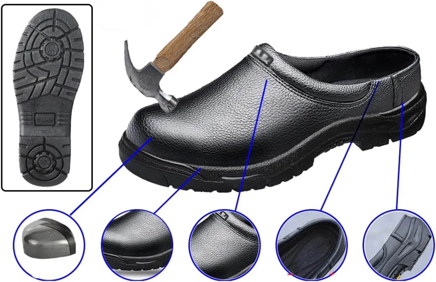 Chef Safety Shoes, Anti-Smash Anti-Puncture Oil Resistant Waterproof Kitchen Work Shoes for Men, Anti Kick and Anti-Collision Non Slip Walking Sneakers, for Chef Professional Safety