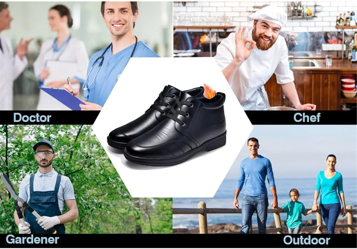 Chef Work Shoes, Winter Plush Warm Cotton Waterproof Oil Resistant Non Slip Lace-Up Chef Shoes for Men, Garden Hospital Restaurant Work Sneakers, for Nurse Restaurant Garden Ervice