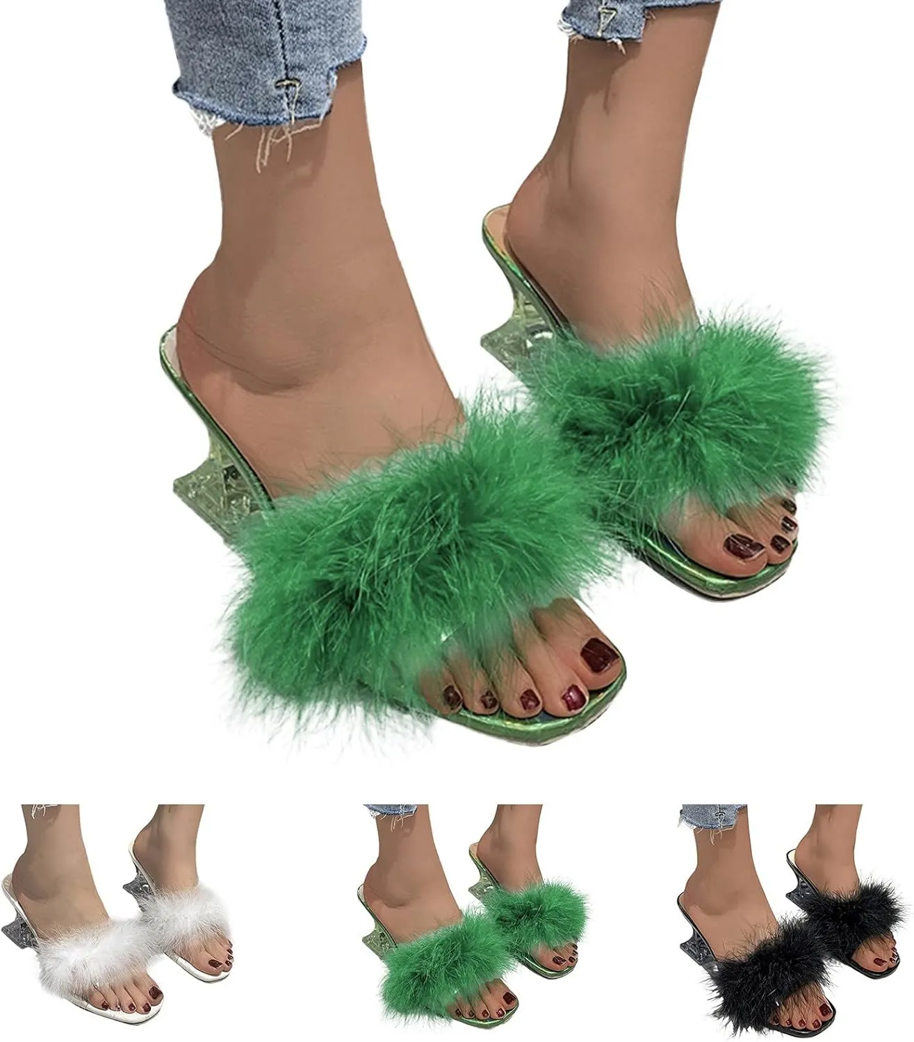 Chunky Heels for Women Strappy Low Heels Vacation Sandals Square Toe Chunky Sandals Ankle Buckle Block Heeled