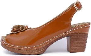 Chunky Sandals for Women 2025 Square Peep Toe Mule Sandals Adjustable Ankle Strap Buckle Shoes 3D Flowers Leather Vamp Bohemian Sandal Non-Slip Rubber Sole Travel Vacation Beach Shoes