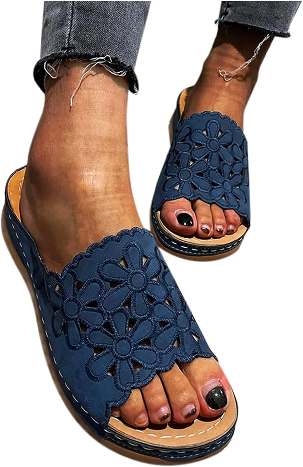 Comfortable Slide Sandals Flower Hollow Out Sandals Women's Summer Chrysanthemum Casual Fashion Women's slipper