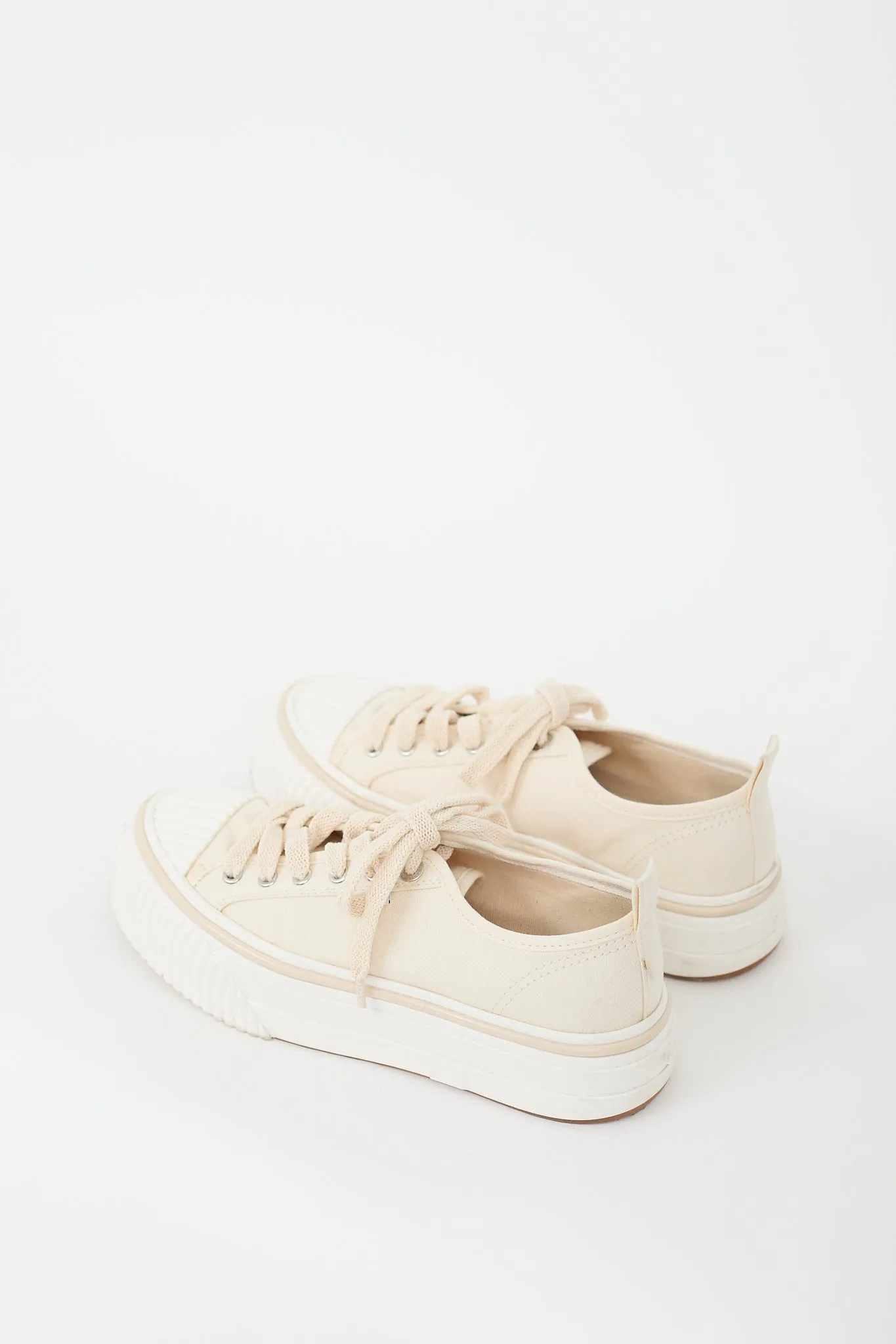 Cream & White Canvas Platform Sneaker