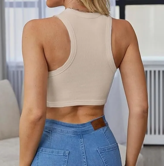 Crop Tank Tops for Women Trendy Sexy Teen Girls Going Out Tops Cute Summer Cropped Sleeveless Knit Ribbed White/Black
