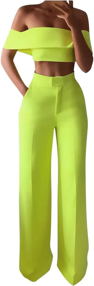 DDAPJ pyju Women's 2 Piece Outfits Y2K Sexy Ruffle Crop Tube Tops and High Waisted Pants Suit Elegant Party Clubwear