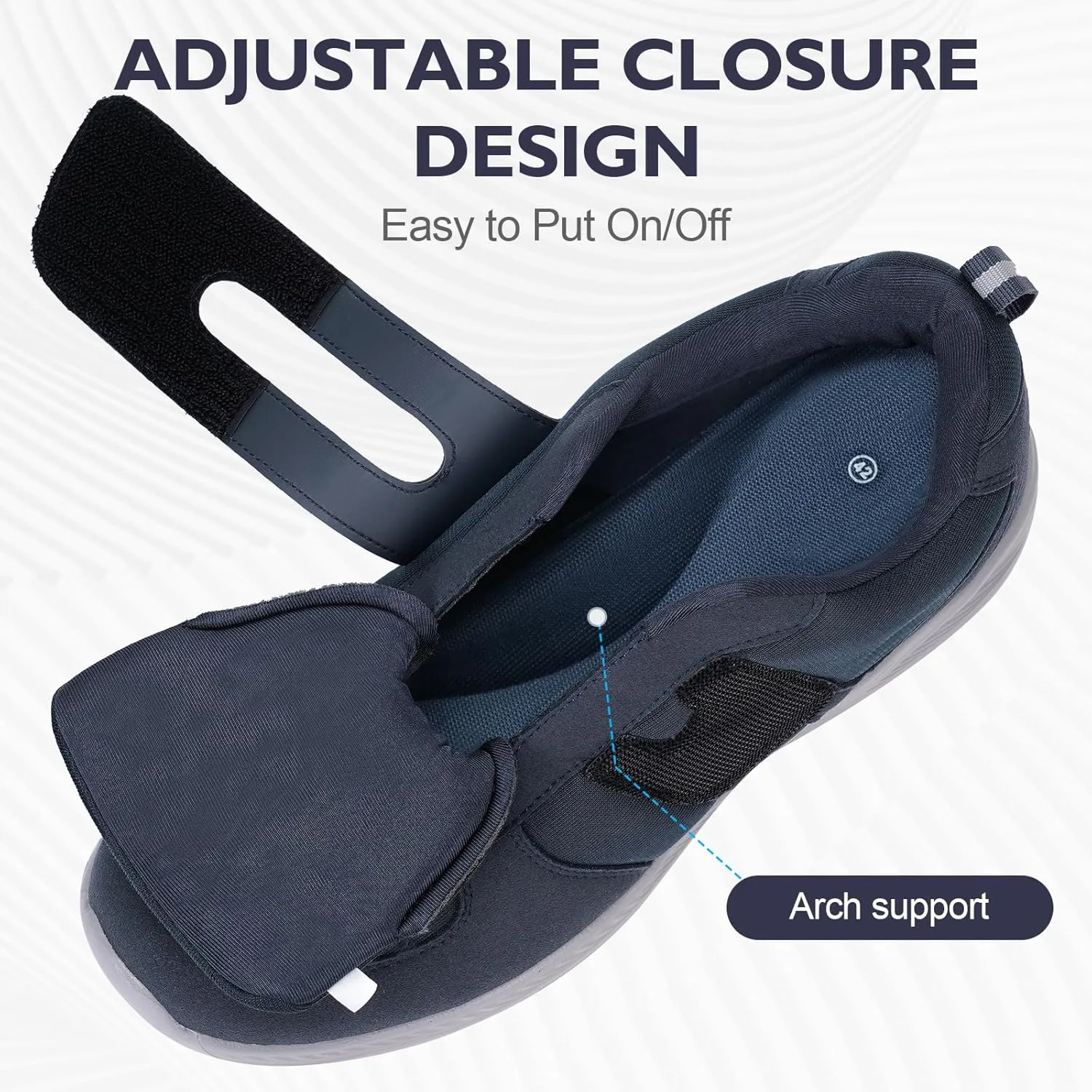 Diabetic Shoes for Women Men Extra Wide Shoes for Swollen Feet Adjustable Orthopedic Shoe Non Silp Neuropathy Walking Shoe for Elderly Foot