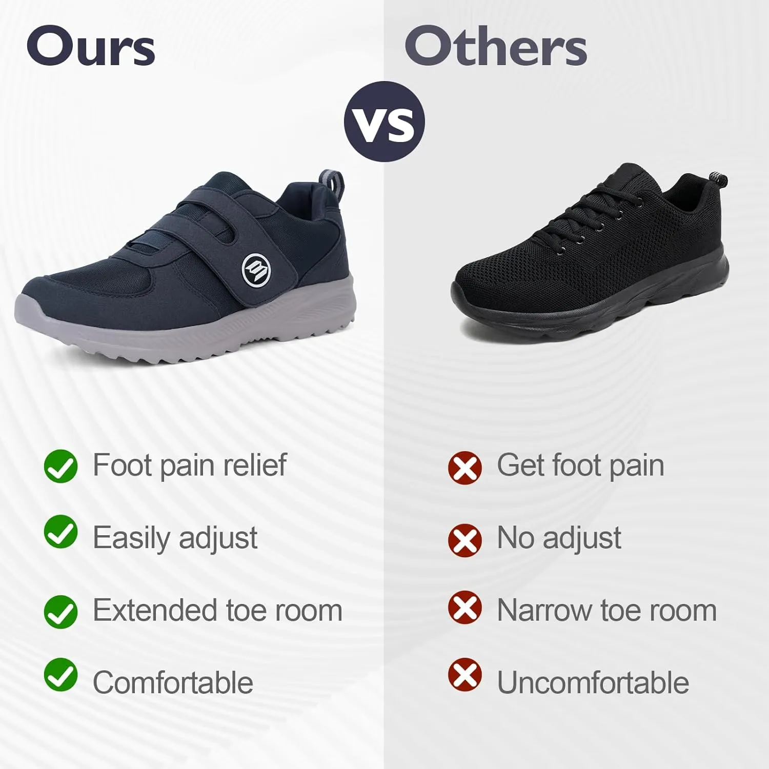 Diabetic Shoes for Women Men Extra Wide Shoes for Swollen Feet Adjustable Orthopedic Shoe Non Silp Neuropathy Walking Shoe for Elderly Foot
