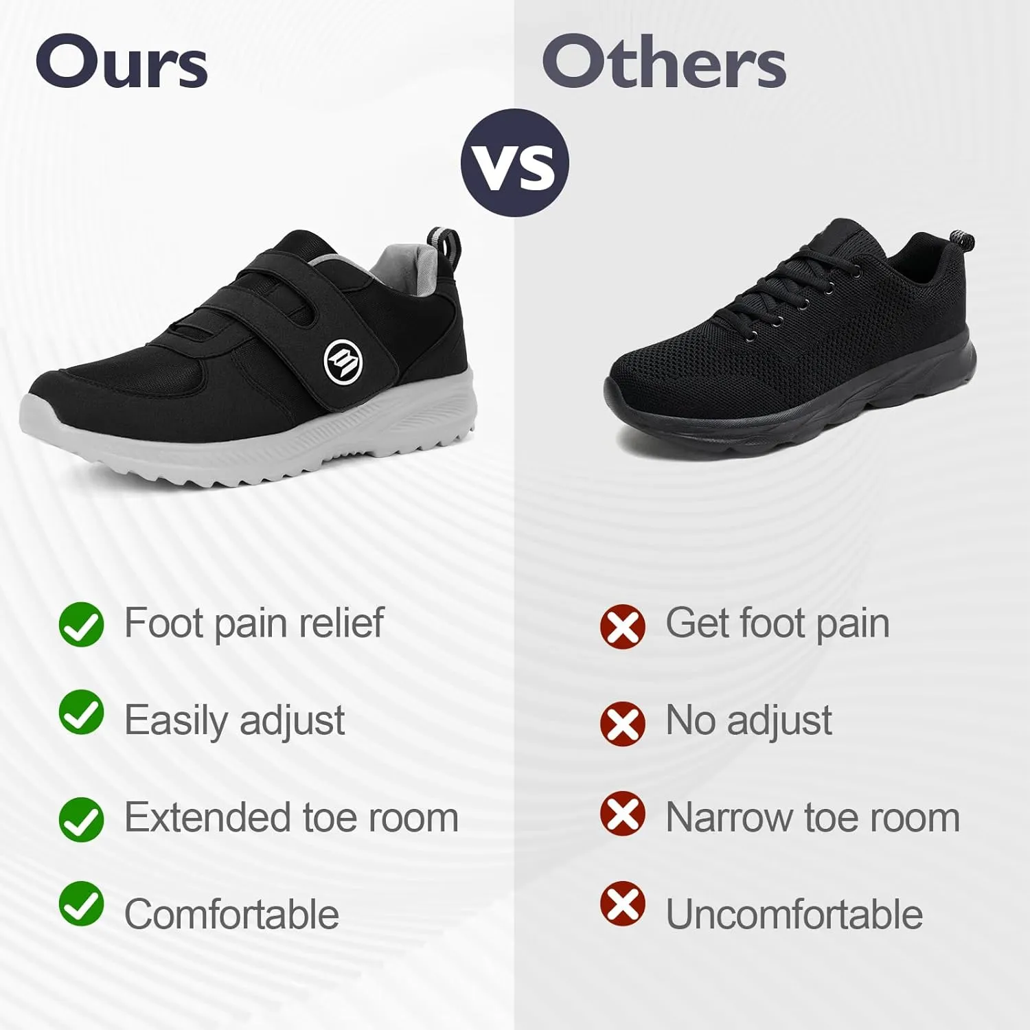 Diabetic Shoes for Women Men Extra Wide Shoes for Swollen Feet Adjustable Orthopedic Shoe Non Silp Neuropathy Walking Shoe for Elderly Foot