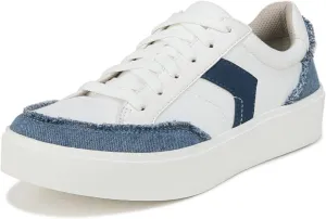 Dr. Scholl's Womens Madison Lace Platform Lace Up Sneaker White/Blue Denim 6.5 M
